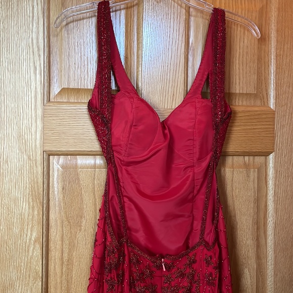 Precious Formals Red Beaded Dress - Picture 9 of 10